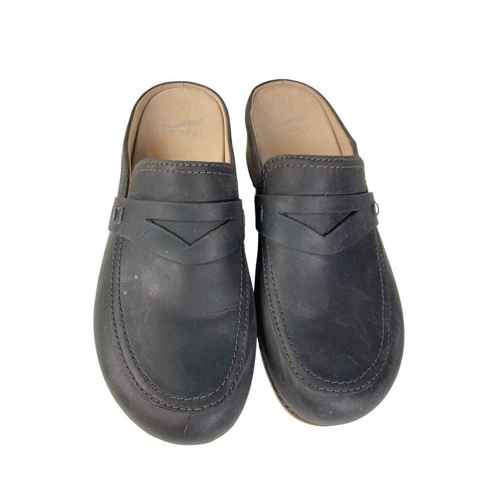 Dansko Gray Leather Slip On Mule Clog Size 38 / US7.5